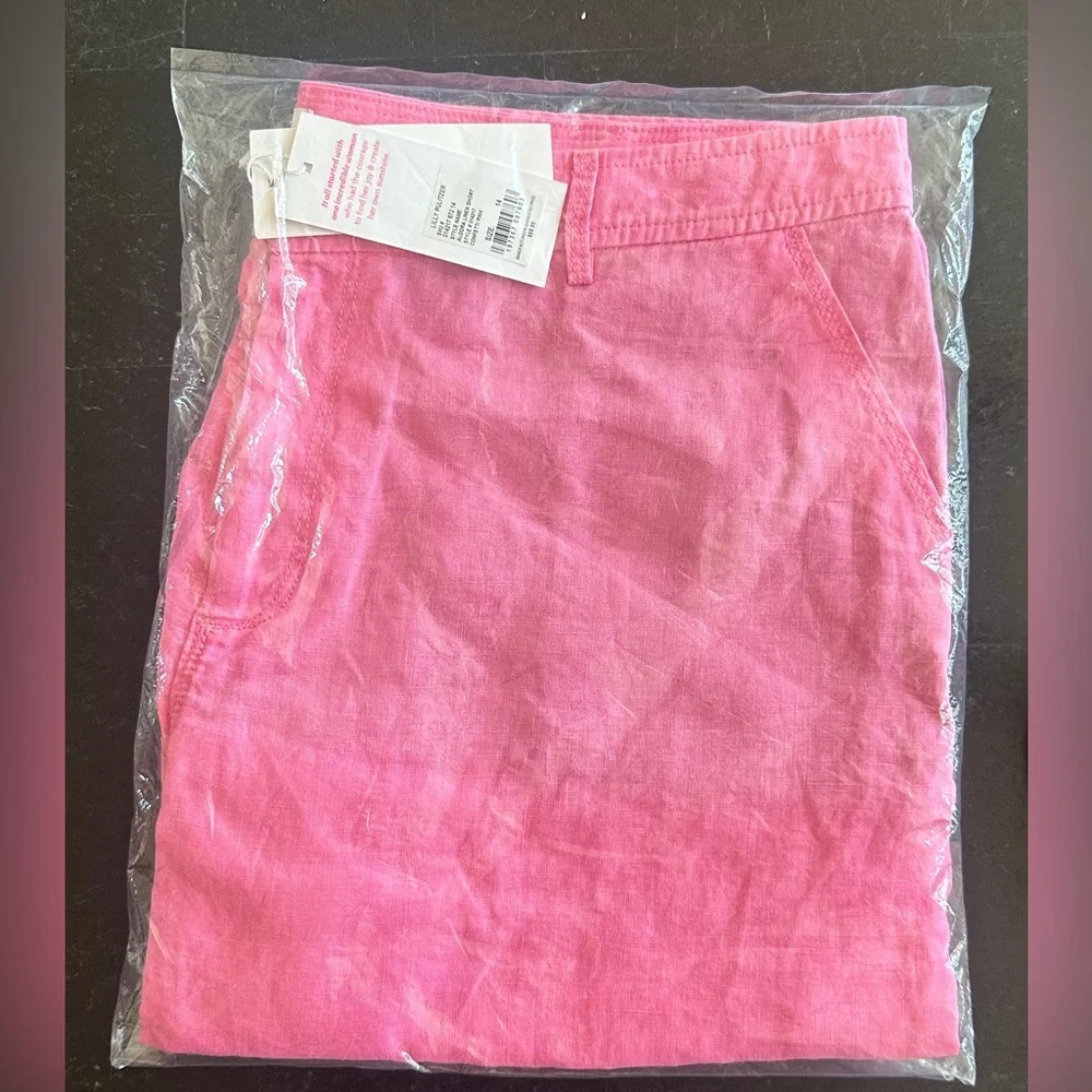 NWT Lilly Pulitzer Aldora Linen Shorts in Confetti Pink,‎ Size 14, 7” Inseam
